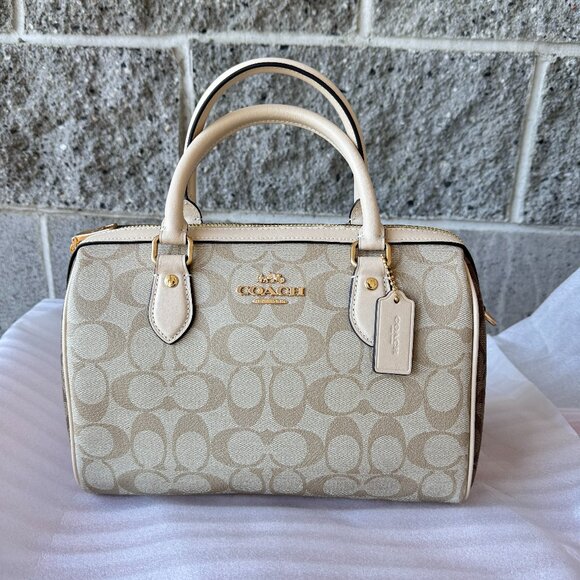 coach Rowan Satchel Bag In Blocked Signature Canvas ch486